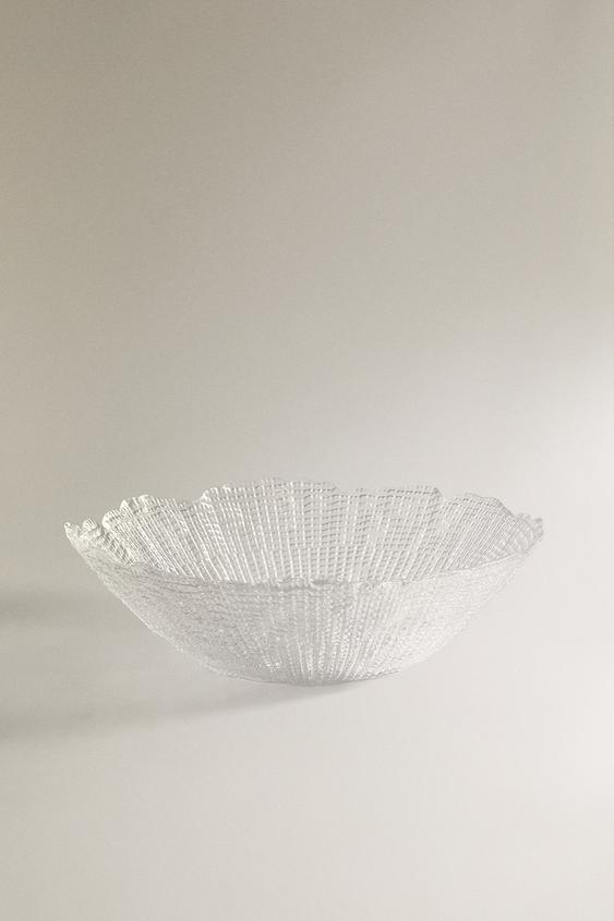 SALADEIRA DE VIDRO COM RELEVO - Transparente da Zara - Imagem 0