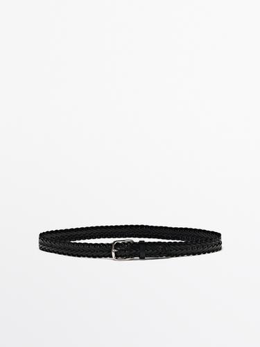 Zara Braided nappa leather belt - Black