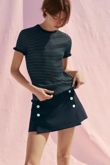 TOP PUNTO RIB RAYAS - Marino de Zara