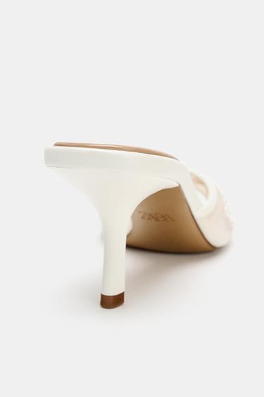 SANDALES BRODÉES DE PERLES EN MESH - Blanc de Zara - Image 3