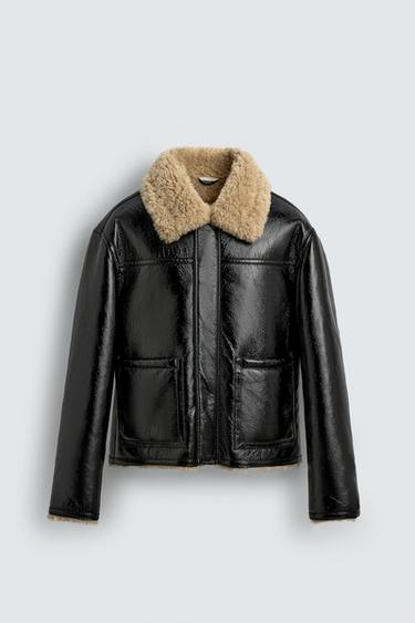 ЕКІ ЖАҚТЫ ЖАСАНДЫ БЫЛҒАРЫ КҮРТКЕ - Қара Zara компаниясынан