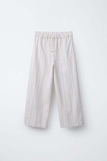 PANTALÓN RECTO RAYAS - Azul claro de Zara