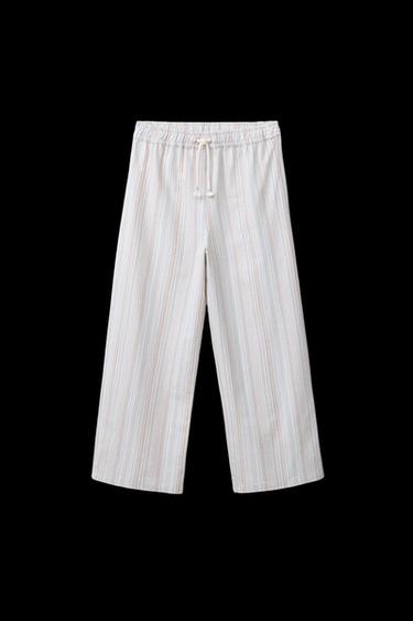 STRIPED STRAIGHT-LEG TROUSERS - Light blue by Zara - Image 0
