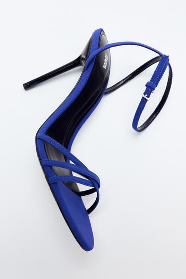 Zara CRISS-CROSS STRAP HEELED SANDALS - Bluish