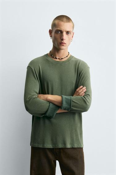 JERSEY COTON DÉLAVÉ - vert délavé de Zara