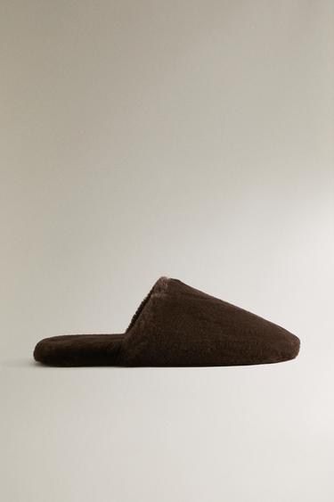 FAUX FUR SLIPPERS - Brown by Zara - Image 0