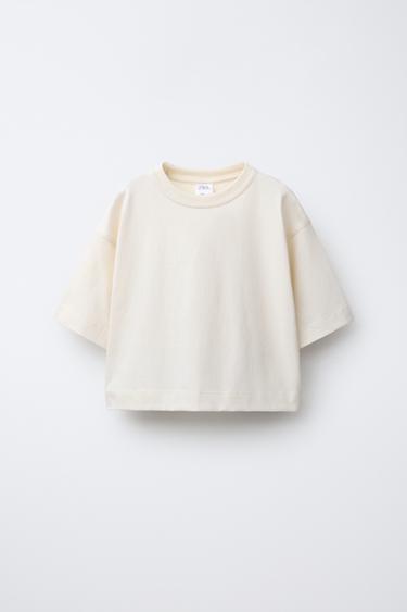 Zara HEAVY WEIGHT T-SHIRT - Ecru