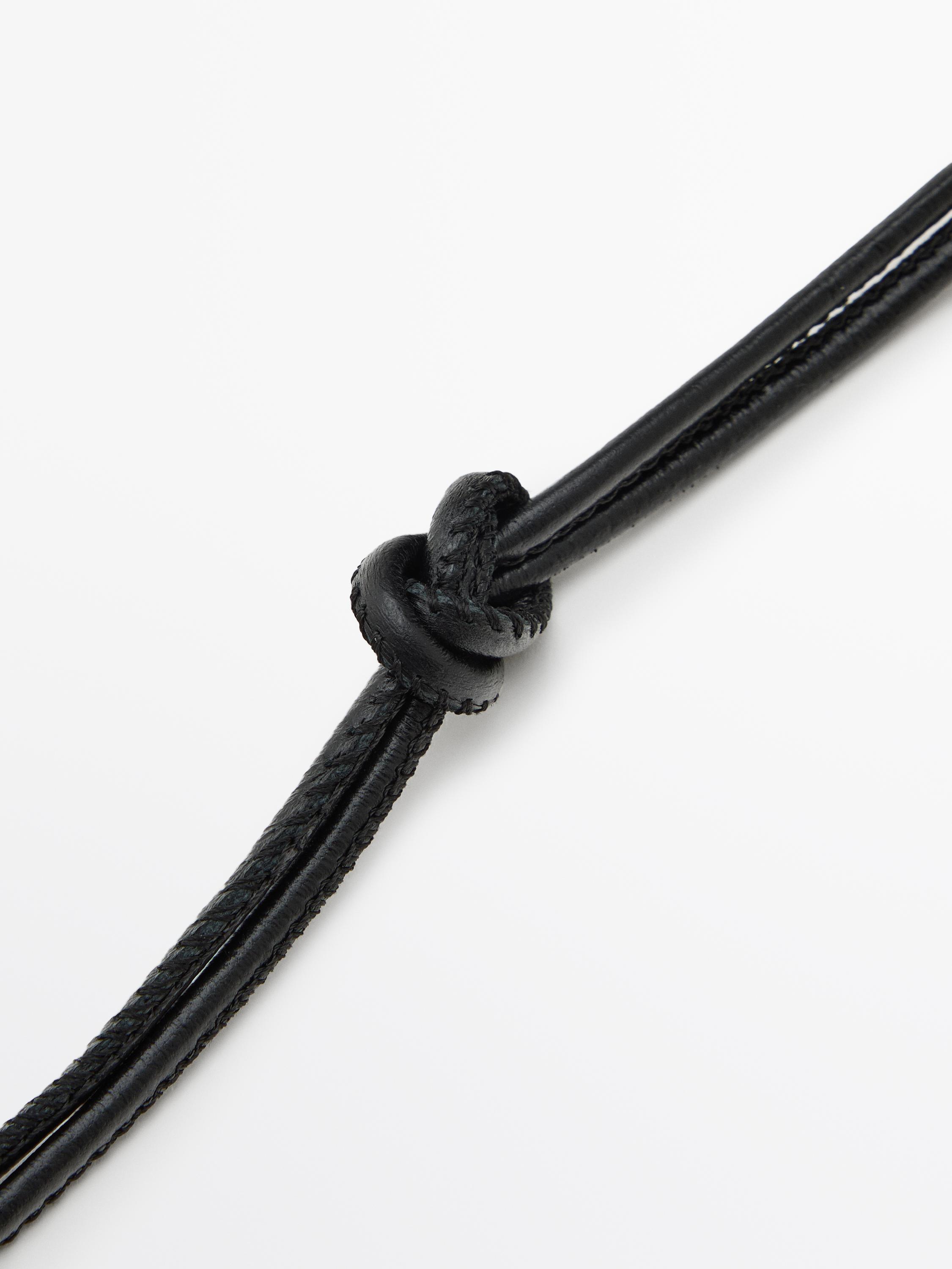 Leather cord belt with piece detail - Silver | ZARA United Leather cord belt with piece detail - Silver | ZARA United
