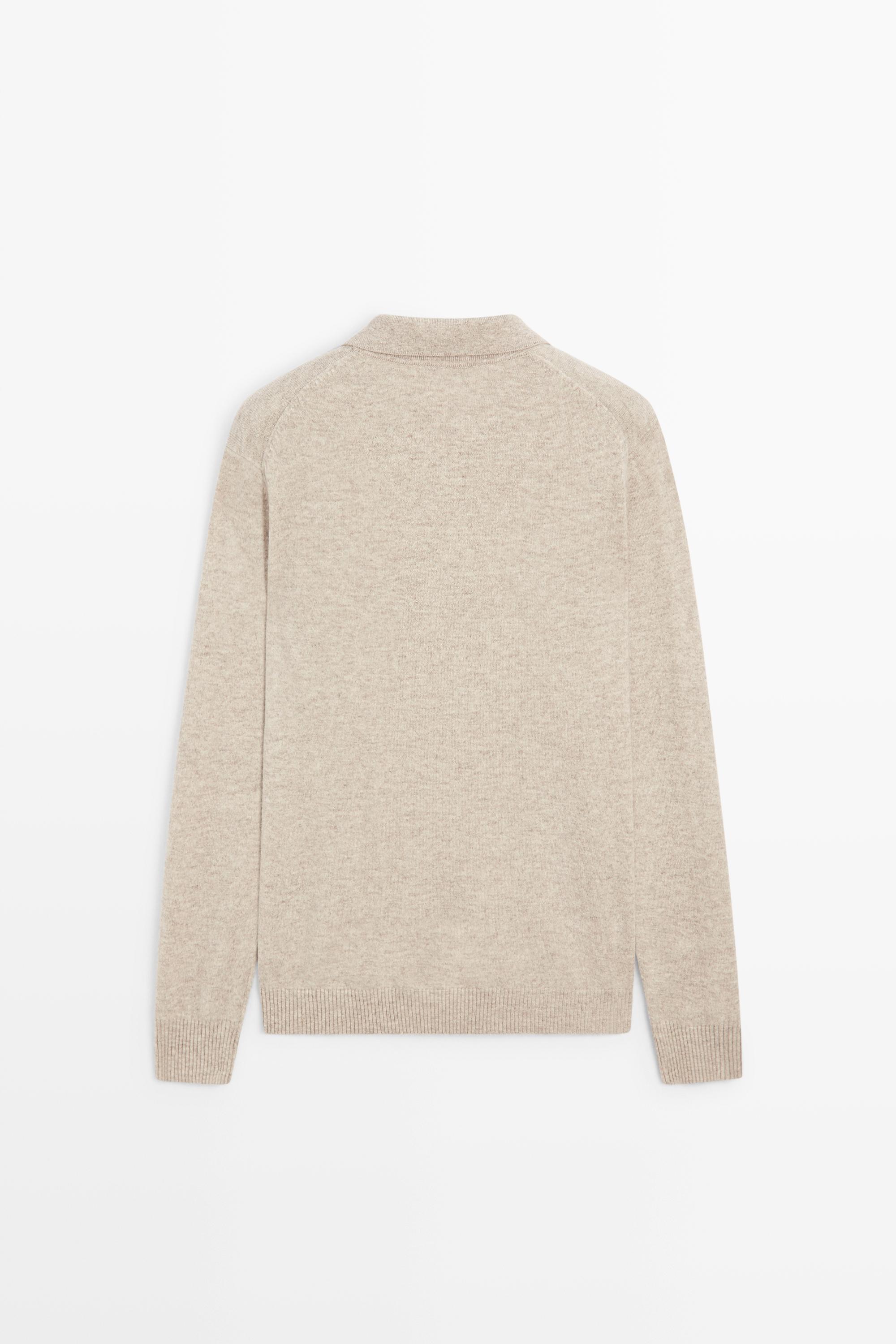 Wool cashmere blend polo sweater