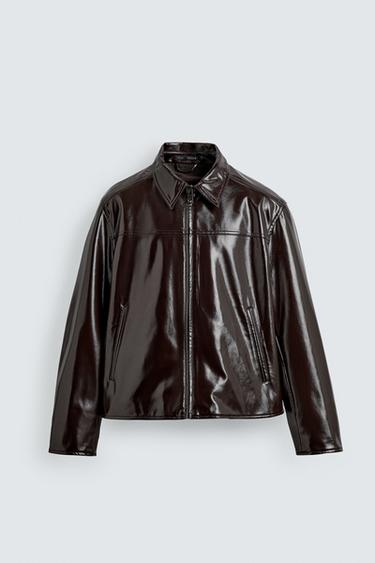 VINYL FINISH JACKET - Wine by Zara