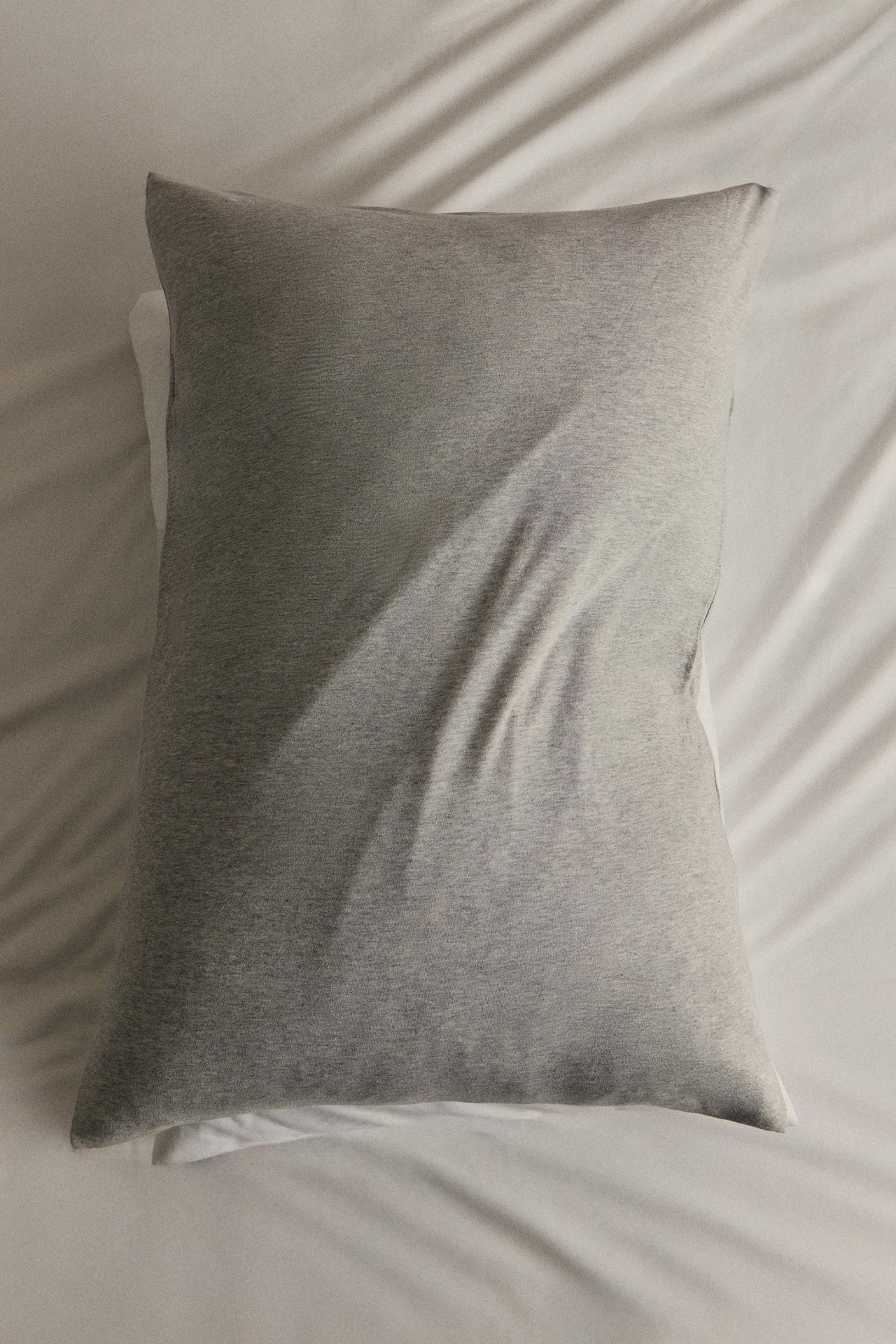 COTTON JERSEY PILLOWCASE — Gray