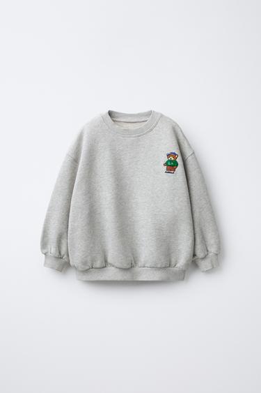 EMBROIDERED BEAR SWEATSHIRT - Grey marl by Zara