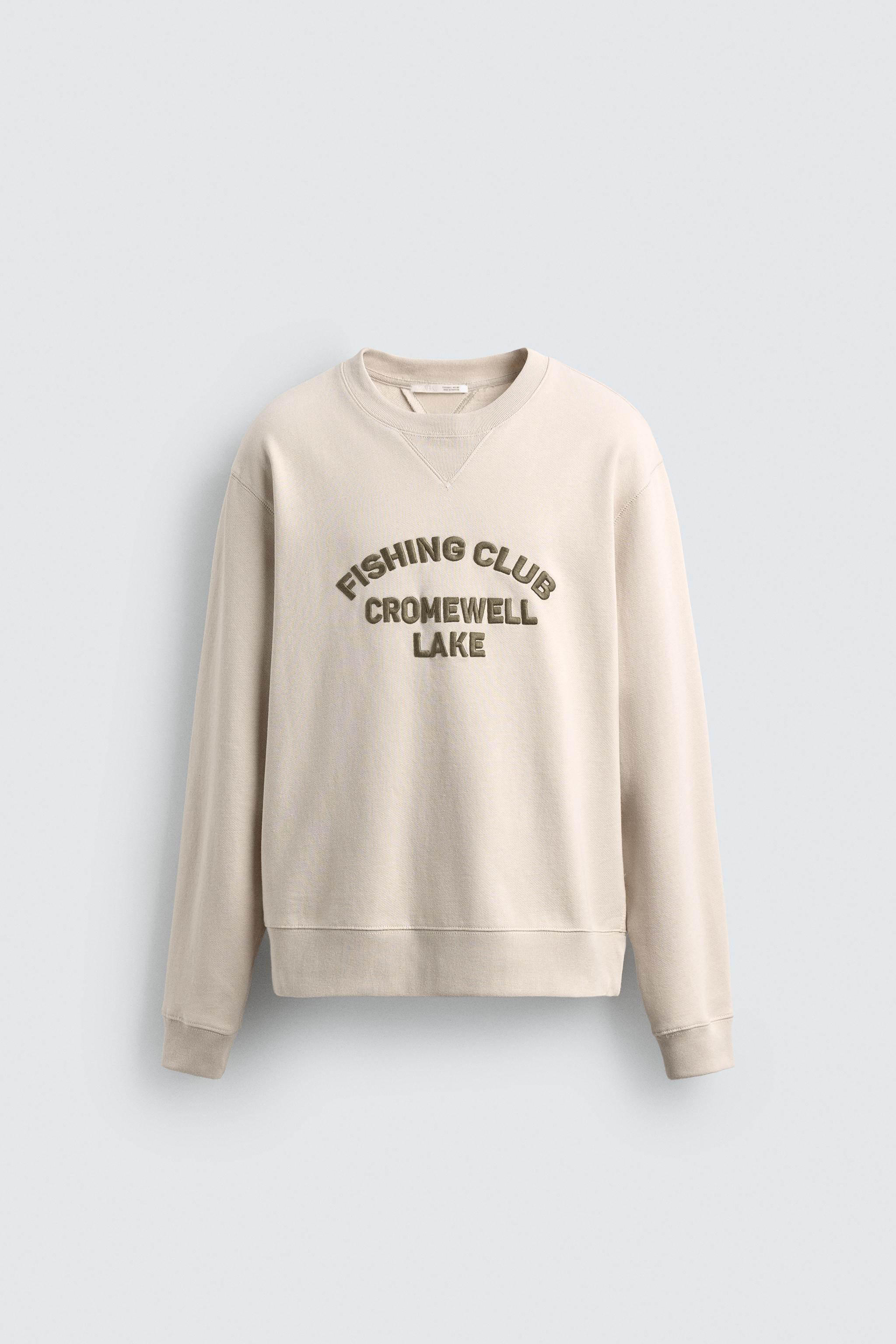 トップス andwang Signature Club Pullover EMBROIDERED SLOGAN SWEATSHIRT - Ecru | ZARA South Africa