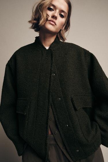 VESTE STRUCTURÉE AVEC LAINE ZW COLLECTION - Kaki de Zara