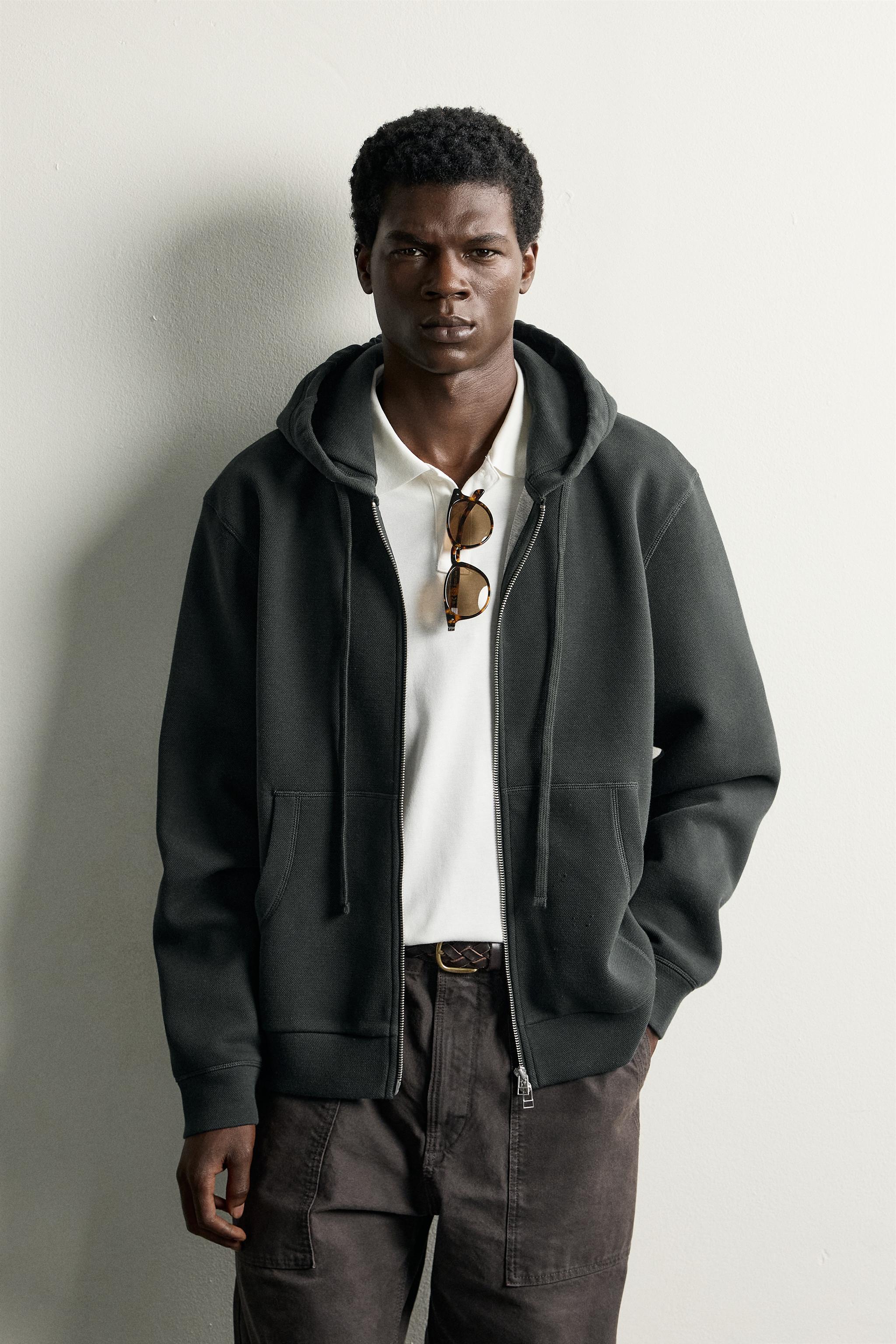 CONTRAST PIQUÉ HOODIE