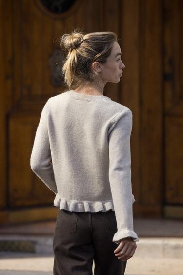 GILET EN MAILLE À VOLANTS - Sable de Zara - Image 3