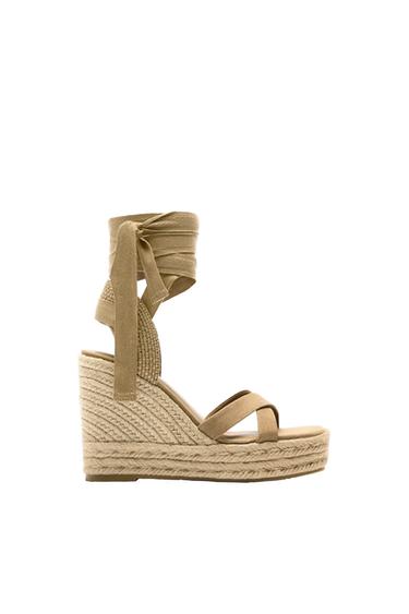 LACE-UP WEDGE SANDALS