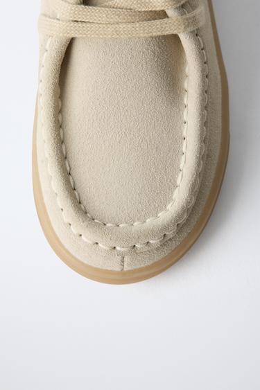 CHAUSSURES EN CUIR BORDÉES - Blanc écru de Zara - Image 5