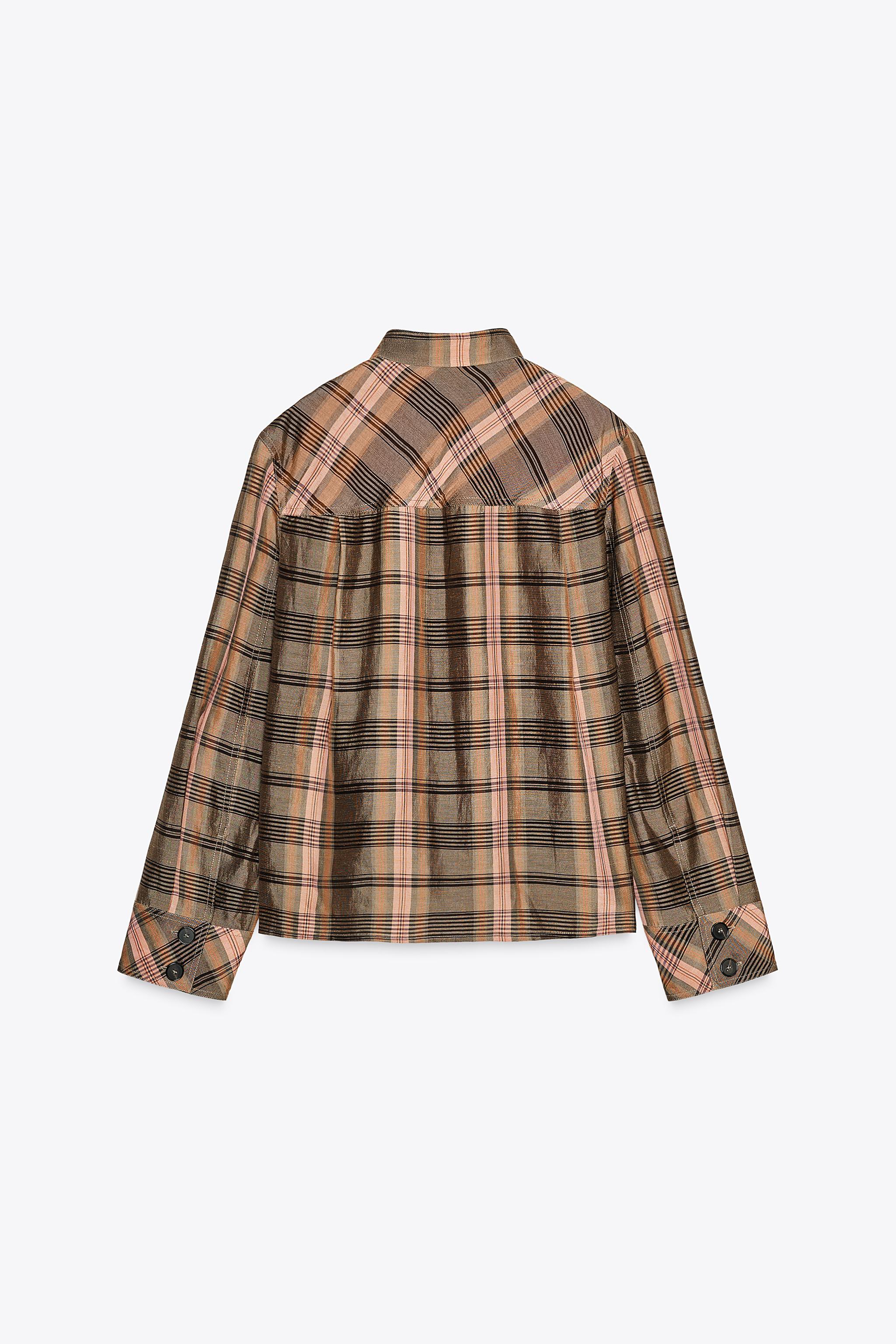 ZW COLLECTION OVERSIZED CHECK OVERSHIRT - Pastel pink | ZARA