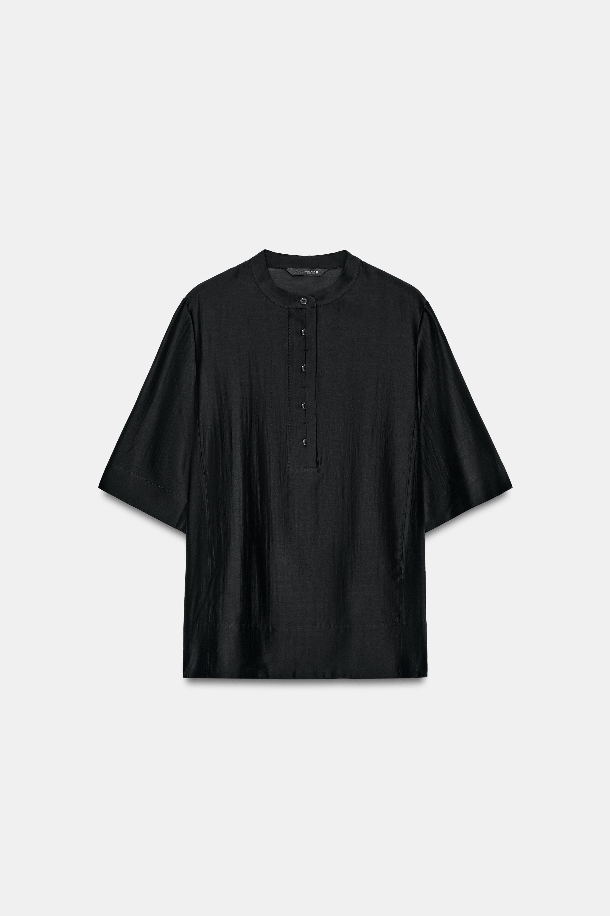 Женские блузки Zara SHORT SLEEVE FLOWY BLOUSE ZW COLLECTION — фото 7