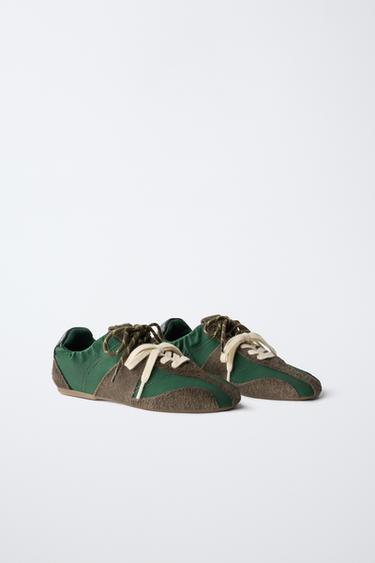 COMBINATION LEATHER SNEAKERS — Green 2