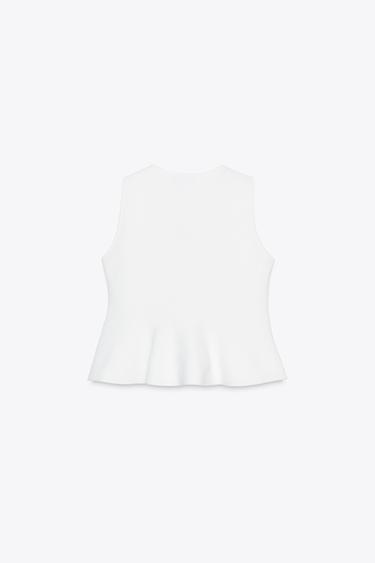 TOP EN MAILLE PÉPLUM - Blanc de Zara - Image 5
