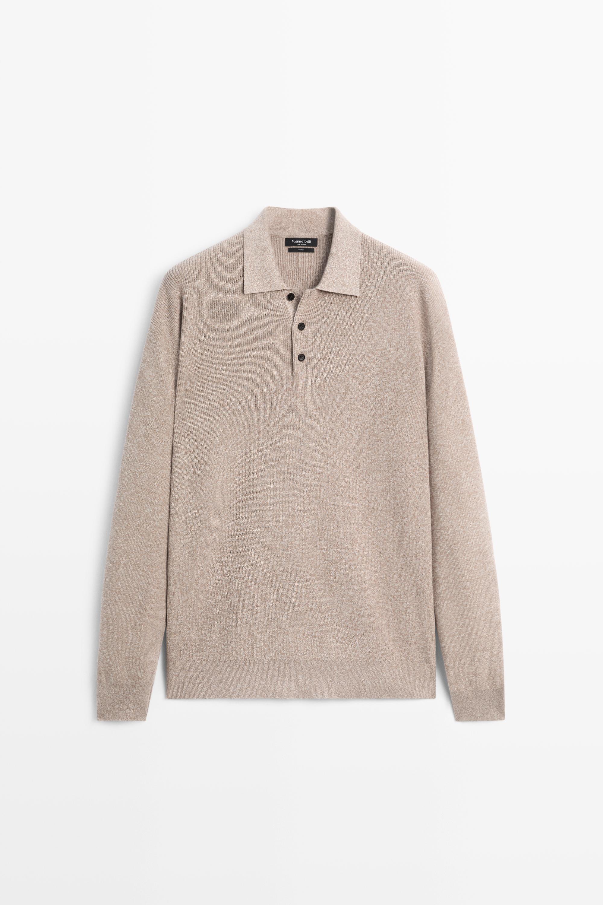 Pull polo en maille moulinée 100 % coton