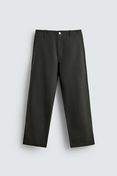 PANTALONS ESTRUCTURA CANVAS - Caqui fosc de Zara