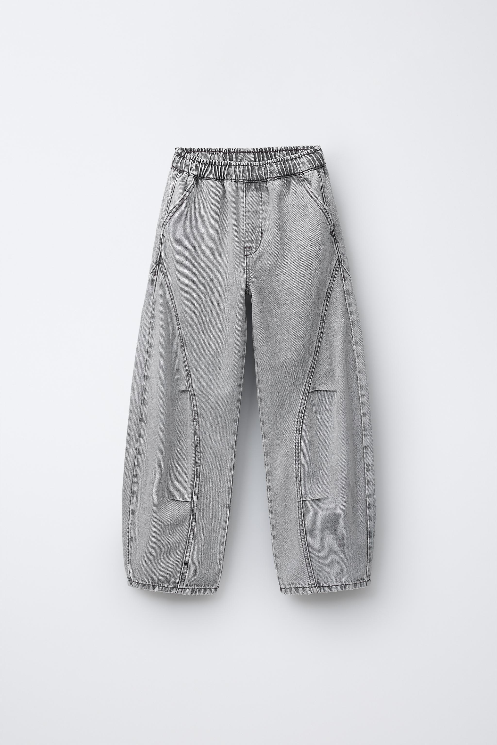 BARREL DENIM TROUSERS - Mid-grey | ZARA United Kingdom