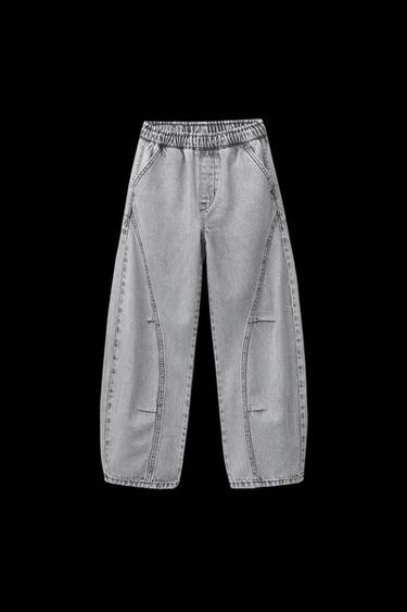BARREL DENIM TROUSERS - Mid-grey by Zara - Image 0
