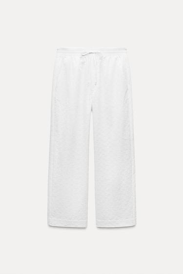 ZW COLLECTION CUTWORK EMBROIDERED TROUSERS - White by Zara