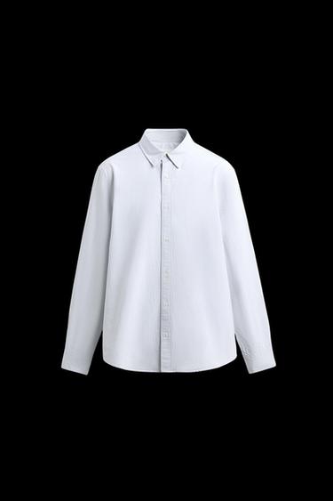 Zara STRIPED OXFORD SHIRT - Sky blue