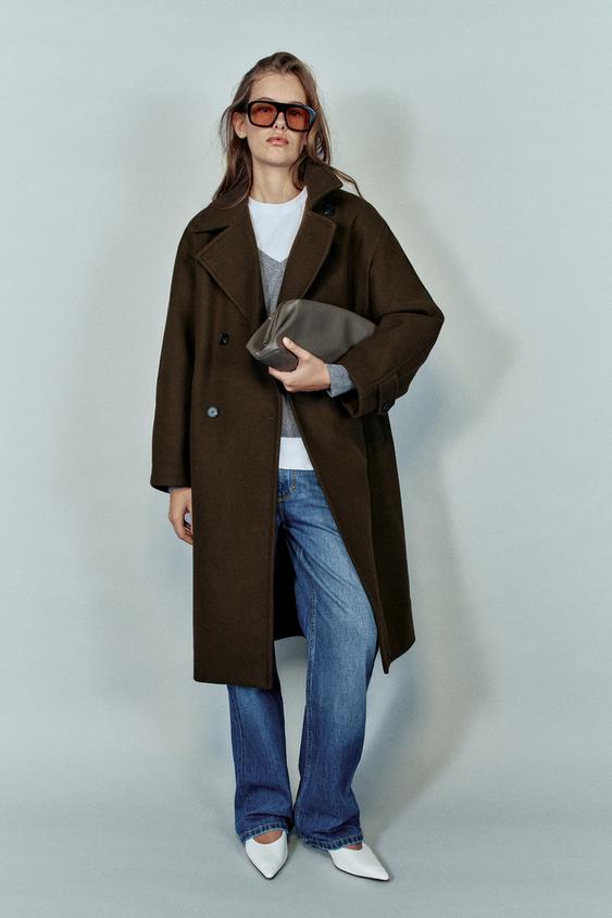 Zara SOFT OVERSIZED COAT - Brown - Image 0