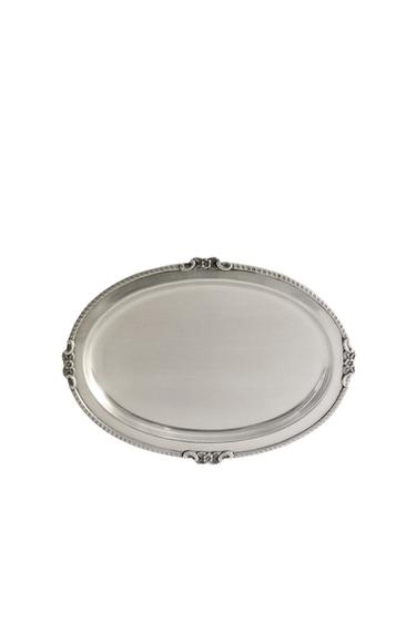 OVAL METAL BATHROOM TRAY - Silver by Zara