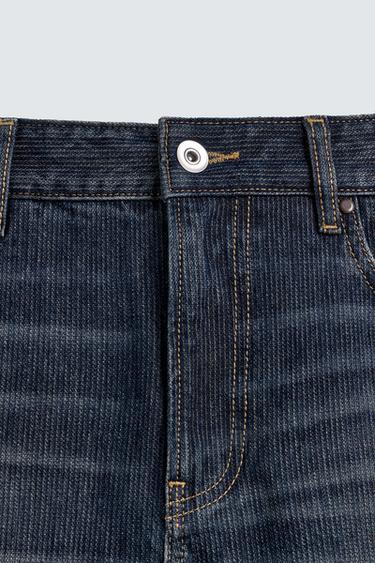 JEAN FLARE FIT TEXTURÉ - Bleu marine / Blanc de Zara - Image 8