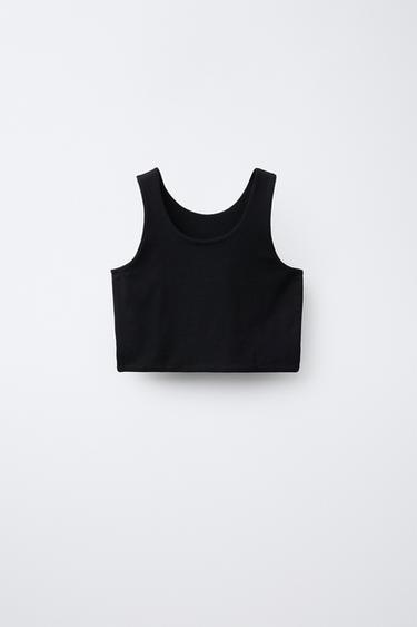 SLOGAN CROP TOP - Black by Zara - Image 1