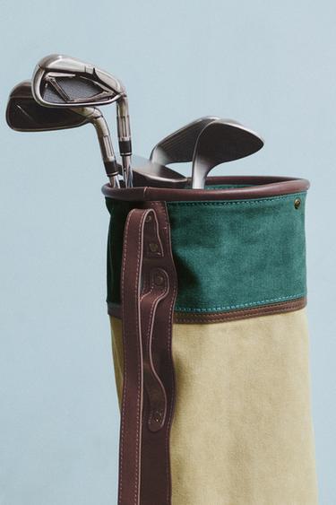 FABRIC GOLF BAG - Ecru / Green by Zara