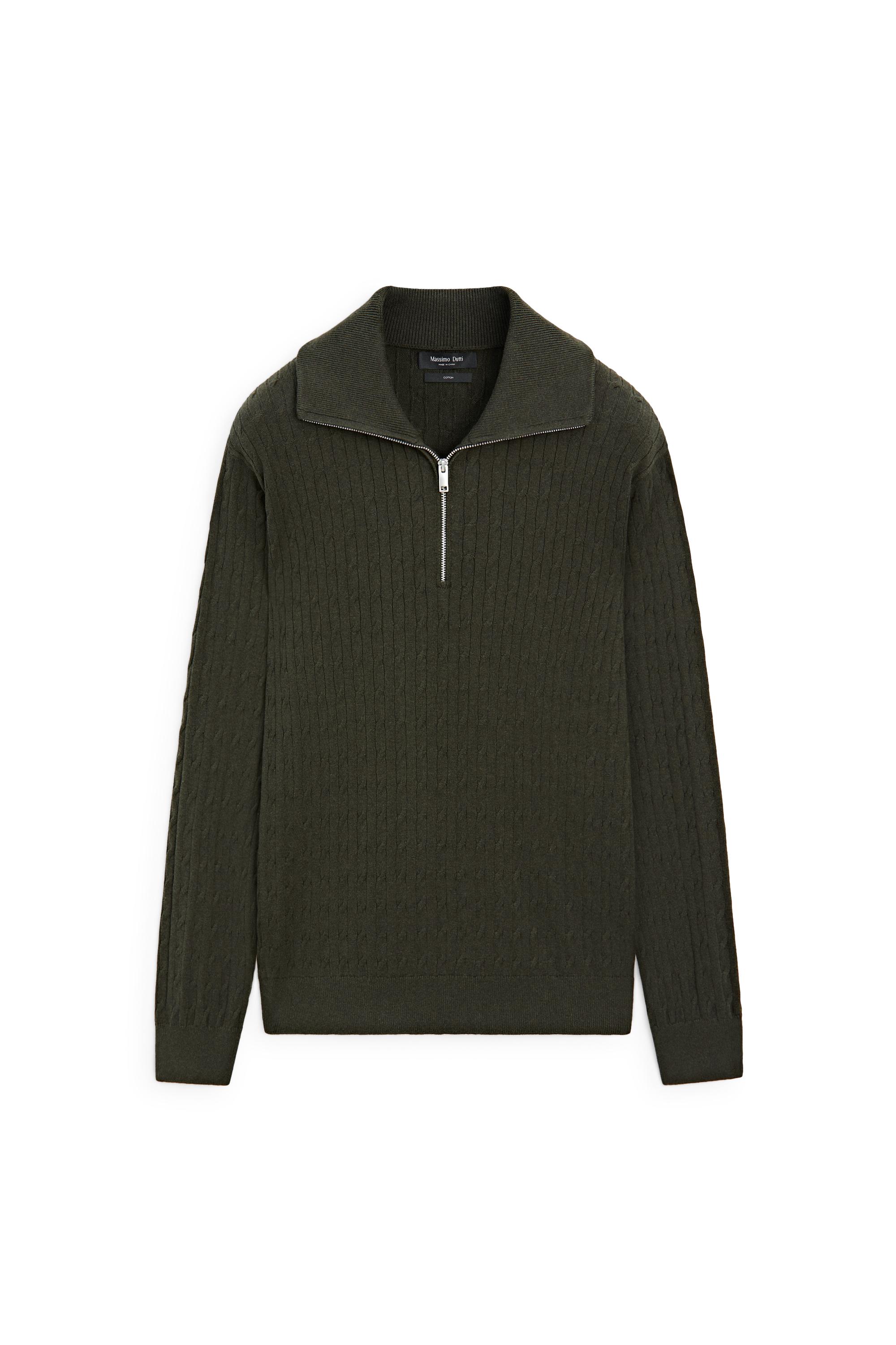 Mock neck knit zip sweater - Navy blue | ZARA United States