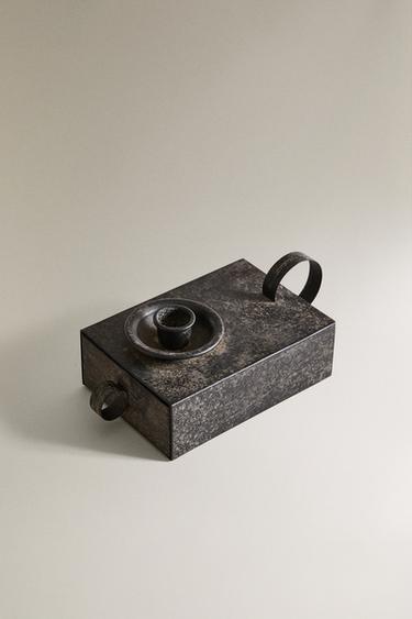METAL TEALIGHT HOLDER WITH DRAWER - Black by Zara - Image 1
