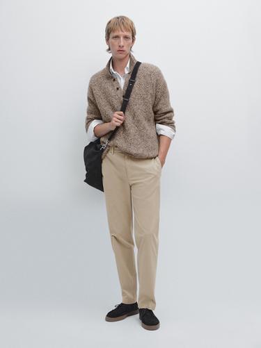 Pantalon de jogging en coton mélangé - Beige / Vert de Zara - Image 0