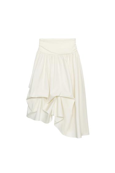 CONTRAST VOLUME SKIRT - Ecru by Zara