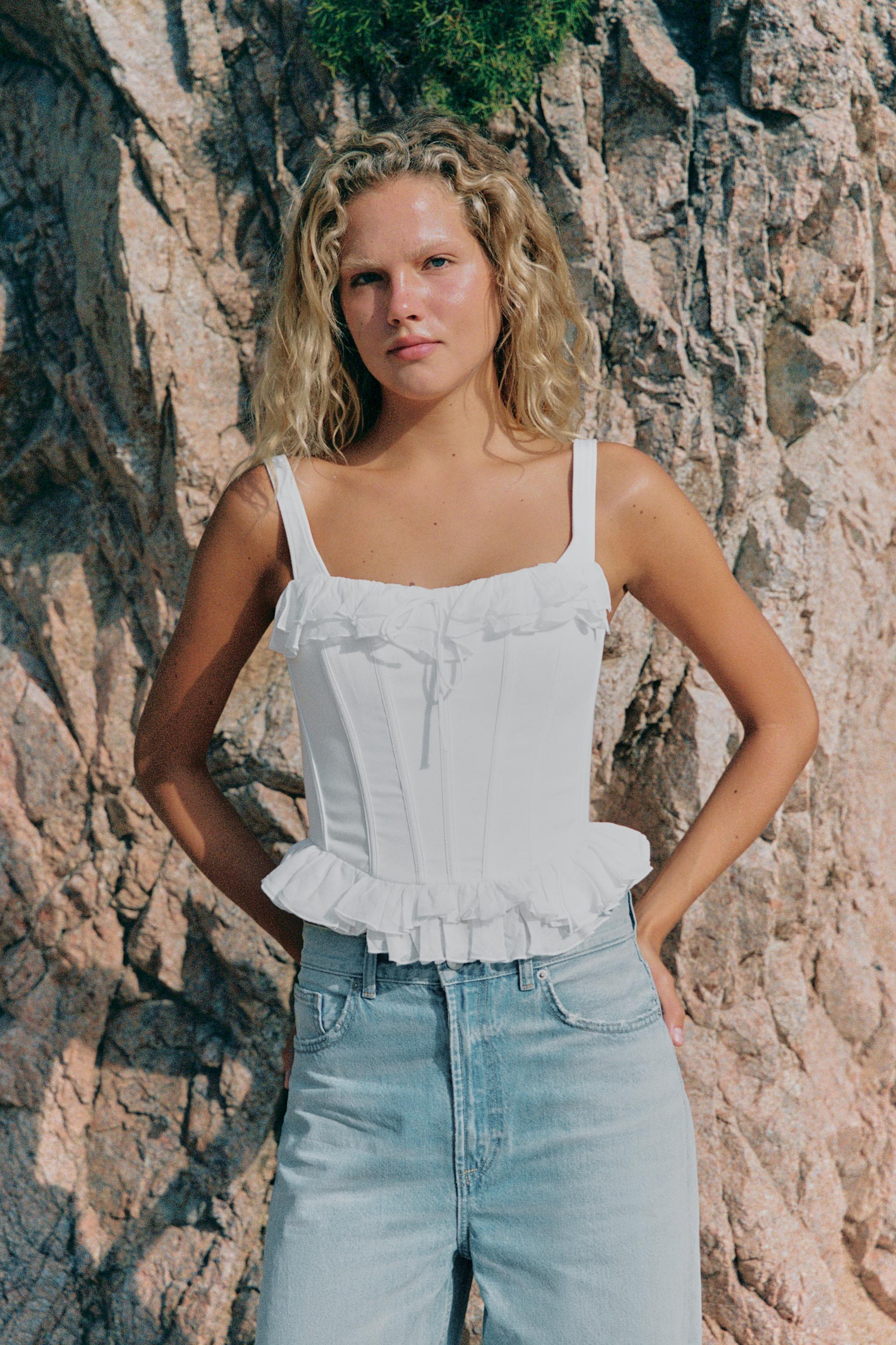 TRF EXTRA WIDE LEG HIGH-WAIST JEANS — Light blue