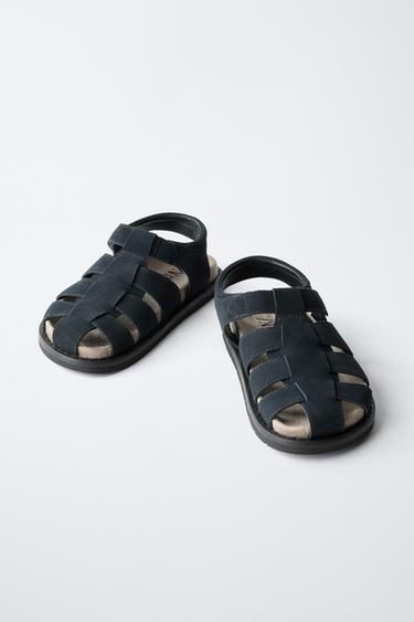 SANDALES STYLE PÊCHEUR PLAGE EN CUIR - Bleu marine de Zara - Image 2