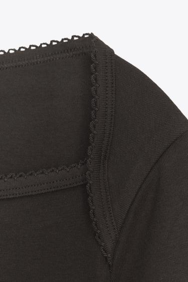T-SHIRT COTON MODAL - Marron de Zara - Image 6