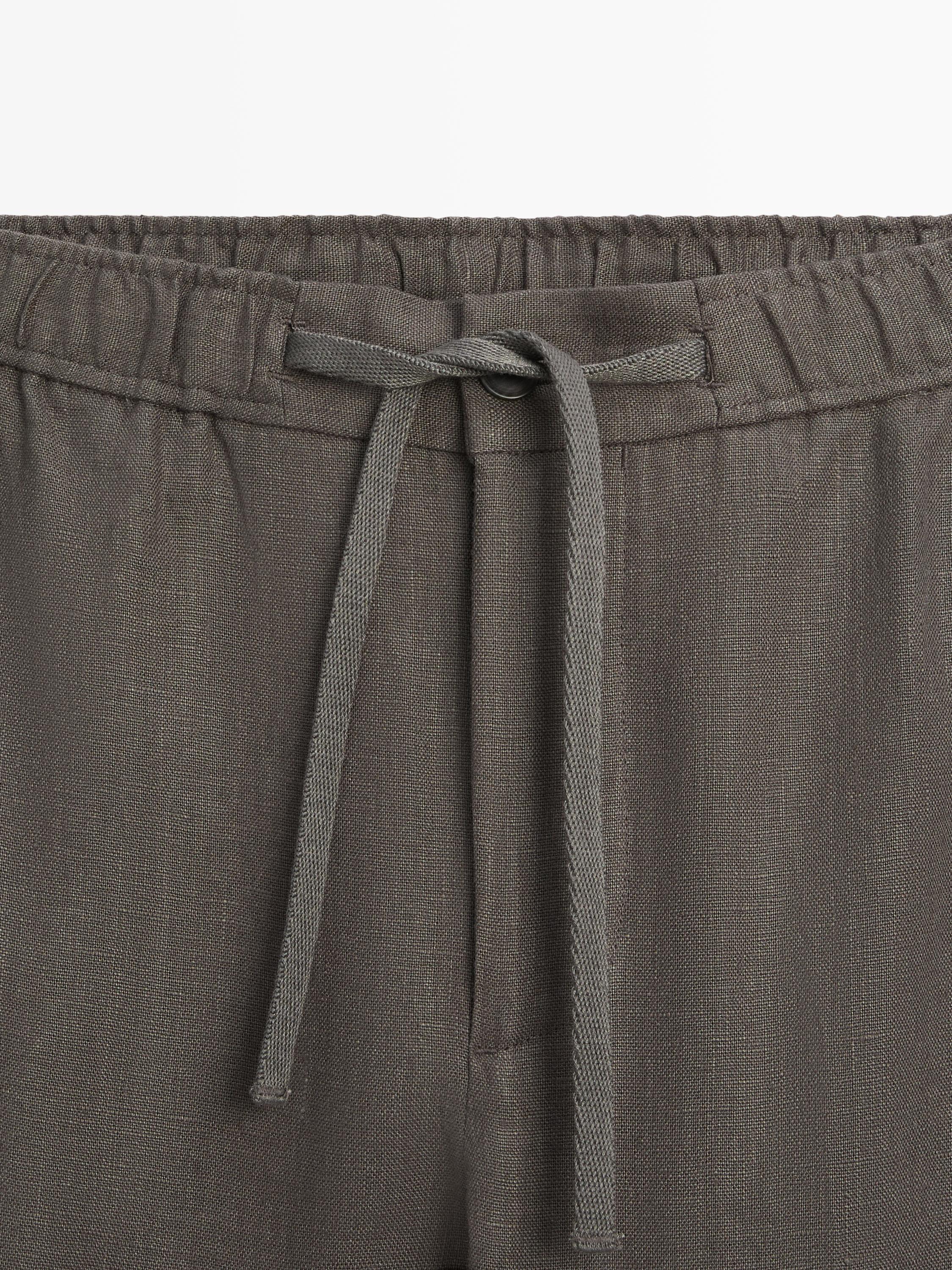 Linen jogger fit trousers