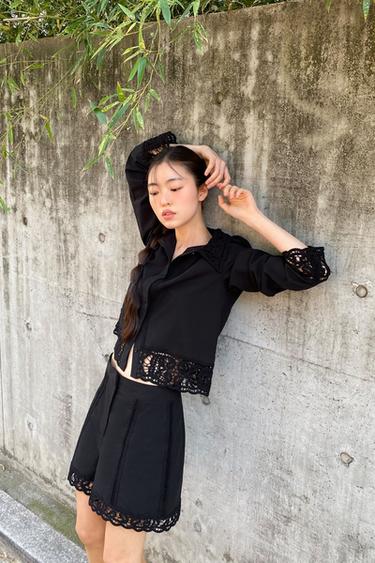 ZW COLLECTION CROCHET SHIRT - Black by Zara