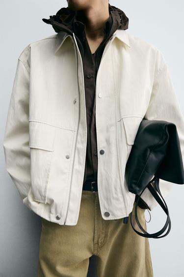 RELAXED FIT SHINY FINISH JACKET - White by Zara - Image 4