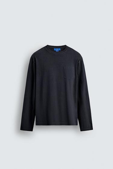 LONG SLEEVE POCKET T-SHIRT AARON LEVINE X ZARA - Navy blue by Zara