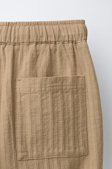 STRAIGHT TEXTURED PLEATED TROUSERS - Ochre by Zara - Image 3