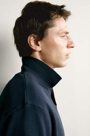TEXTURED REGULAR FIT KNIT POLO SHIRT - Navy blue by Zara